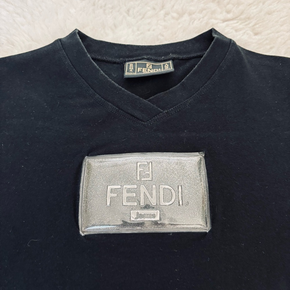 Fendi Black Vintage Tee with Shimmering Logo size 42 US Small - Picture 12 of 16